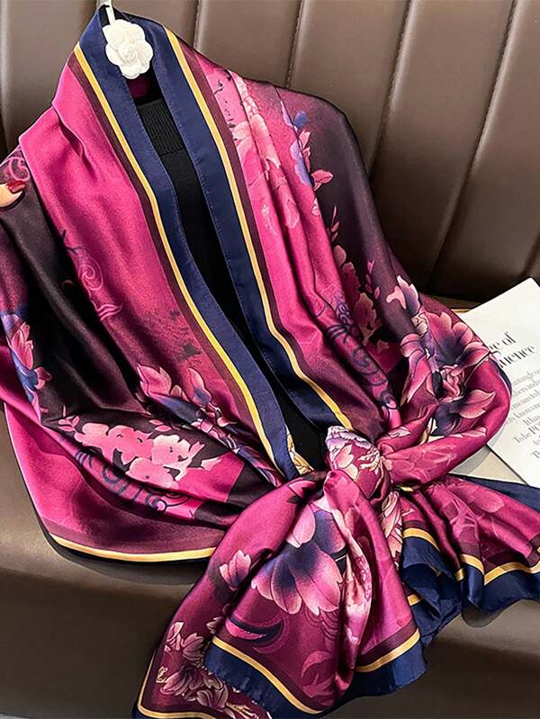 1 pièce Écharpe longue en soie mode femme, violet