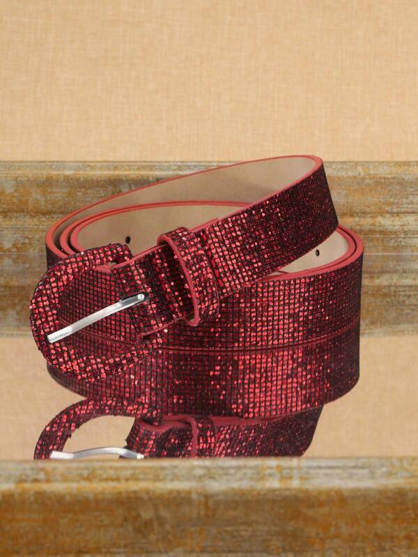 1pc Women Glitter Buckle Waist Belt, Fashion Bohemian Style Belt Suitable For Everyday Wear