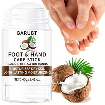 BARUBT 40g Coconut Oil Foot Cream, Enriched With Coconut Oil, Collagen & Hyaluronic Acid, Moisturizes & Smooths Cracked, Rough Skin, Prevents Foot Cracking, Makes Hands & Feet Bright, Supple, Lightweight & Non-Greasy, Nourishes Feet 1.41oz