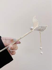 1pc Elegant Niche Cat Eye Crystal Tassels Hair Clip, Simple Vintage Floral Hairpin, Suitable For Hanfu/Cosplay, Hair Accessories Hair Bun Hair Bun Maker Bun Hair Piece Hair Styling Pins, School Stuff