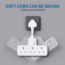 LIPWEL, Wall Expansion Plug, White.Modern Style, Three Sockets, One-Button Switch Control, With Powerindicator Light, With Door,Suitable For Power Strips And Powerexpansion Plugs In Homes, Offices Andkitchens. - UK Plug(220-240V) - View 2