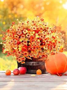 4 Bundles Fall Artificial Flowers, Uv Resistant Fake Plastic Plants For Home Decor, Orange Shrubs Hanging Flower Plant For Home Fall Front Door Porch Garden Autumn Decor To Add A Touch Of Classy To Your Patio And Balcony, Corridor, Garden, Yard, Dining Table, Living Room, Wedding Party, Simulation Vine Flowers, Wedding Party Decor, Fall Decor,Autumn Halloween Decor Room Decor