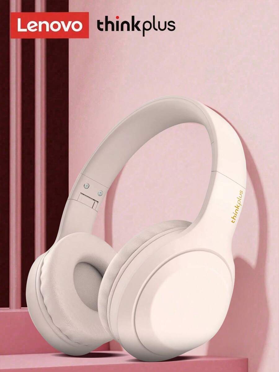 Lenovo 联想 TH10 粉色蓝牙耳机，头戴式游戏耳机，重低音，高品质音频，麦克风，有线和无线双模式，兼容电脑和移动设备 - 粉色 - 查看 1