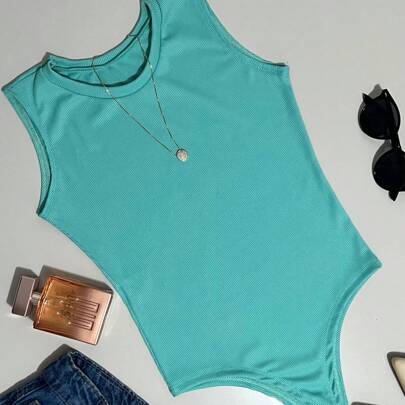 Body Regata Feminino Verão Primavera Canelado Premium