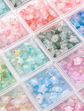 12/24pcs Elegant Acrylic Star Beads, Shiny And Matte Finish, Assorted Colors, Suitable For DIY Jewelry Making, Bracelet And Necklace Crafts