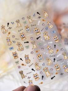 2 piezas de calcomanías lindas con diseños de gatito, pez y huella de pata, brillantes, inodoras, de plástico, para decoración de arte de uñas, manualidades de manicura, adecuadas para uso diario en uñas, fundas de teléfono, diarios, amadas por mujeres y niñas