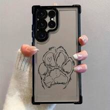 Funda de Teléfono con Huella de Perro Linda para 25/S24/S23 FE Ultra Plus 4G/5G - Cubierta Protectora de Gel Suave Transparente a Prueba de Golpes - Colores mixtos - Ver 7