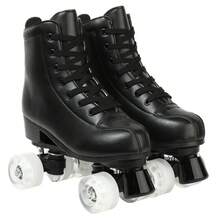 Gets Women's Roller Skates, Men's Roller Skates, Double Rows Of Roller Skates (Suitable For Beginners), Professional Indoor And Outdoor Roller Skates, Roller Skating Enthusiasts, With Shoe Bag, Holiday Gifts - 黑色閃光輪 - 查看 6