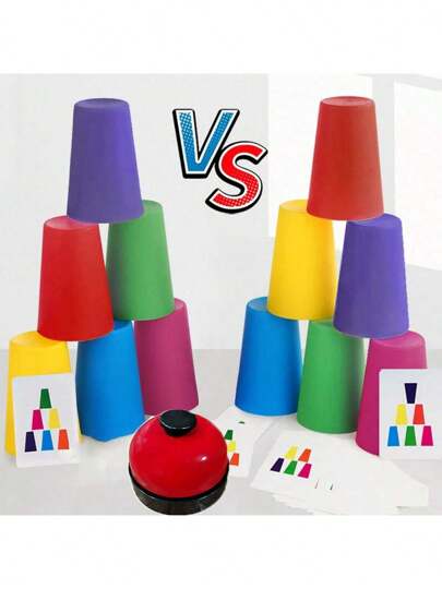 Véritables Tasses Empilables Arc-en-Ciel - Jouets de tri de couleurs pour les compétences motrices fines de reconnaissance des couleurs du primaire, jeux rapides de empilage de tasses, tasses empilables arc-en-ciel, jeu classique d'appariement de tasses, jeux rapides d'appariement de tasses, jouets interactifs pour la famille