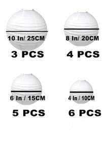 18PCS Mix Sizes White Round Chinese Paper Lanterns Assortment For Wedding Party Festival Decoration And DIY Painting Props