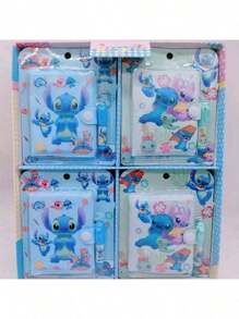 Disney 4-Piece Set, Disney Stitch Soft Leather Notebook Set - Pocket Book, Notebook, Notepad, Forget It, Memo Book, Cute Cartoon Design, High Aesthetic Value, Perfect Choice For Students And Anime Fans,