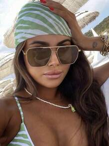 1 Stück retroer, unregelmäßig polygonaler Metallrahmen Doppelbrille, schmal gefasstes, aviator-artiges Brillenmodell für Frauen
