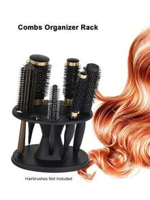 梳妆台发刷架收纳盒 - 多功能沙龙站收纳盒，8 孔大容量，坚固的专业美发用品，发刷配件 - 彩色 - 查看 2