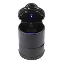 1件 車載帶燈煙灰缸 車載煙灰缸 汽車車用防火多功能煙灰缸 黑色 車載煙灰缸阻燃車內通用