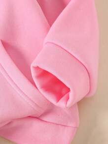 Set de 3 piezas de sudadera con capucha con estampado de corazón para niña, conjunto de ropa casual y deportiva cómoda y abrigada para exteriores