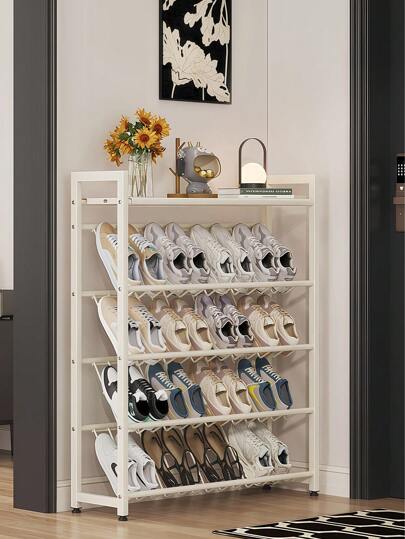 Extrem dünnes Schuhregal, platzsparender Schuhorganizer Regal für kleine Eingangsbereiche, schmaler Schuhschrank, mehrstufiges Schuh Regal für Zuhause, Wohnung, schwer belastbar & rostfrei (Metall/Laminat)