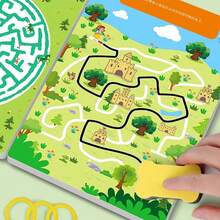 64页/128页/192页迷宫训练书迷宫探险游戏注意力训练可重复使用的早期发展书蒙特梭利早教书籍全脑思维与智力开发（包含部分中文但不影响使用） - 彩色 - 查看 6