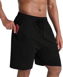 VN-Men's Plus Size ShortsVN-Men's Plus Size Shortsn's Lounge Shorts With P Poets Loose-Fit Jeey Shorts Running,Workout,Tining, Basketbashorts Menshorts Men - 605 黑色 - 查看 3