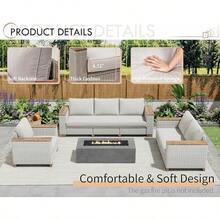 Rattan Wicker Patio Furniture Set With Washable Cushions, Durable Outdoor Sectional Sofa For Lawn, Backyard, And Garden Relaxation, Beige - 88"+63" - 查看 4