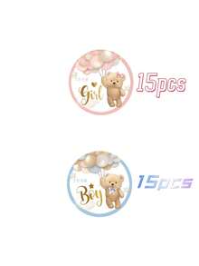 50 件性别揭示纽扣团队男孩女孩纽扣别针适用于婴儿洗礼派对用品婴儿洗礼家庭装饰礼物 - 彩色 - 查看 9