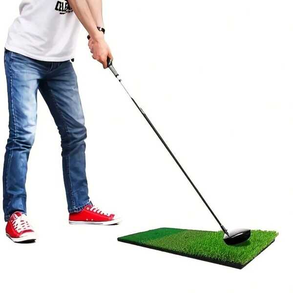 1 Stück 3-in-1 Golf Übungsmatte (Künstlicher Rasen, Bunkerkante) - tragbare Innen-/Außen Abschlagmatte, rutschfeste EVA Basis, strapazierfähige Nylongrassoberfläche zum Chippen, Schwingen, für Garten, Reisen, Zuhause, stabiler Trainingsuntergrund, kompaktes Design, hochwertiges Material, speziell für Amateurgolfer