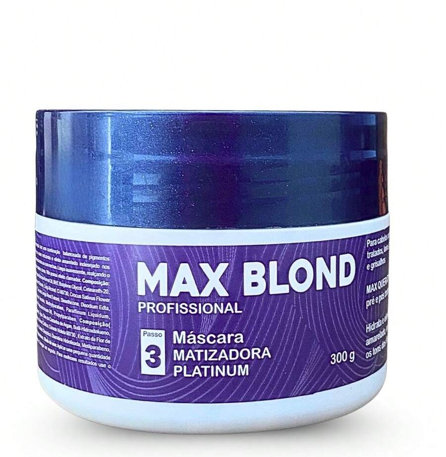Máscara Matizadora/desamareladora Max Blond 300g - Demazon - Azul Marinho - Visão 1