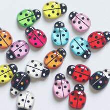 10/30/50/100pcs Lady Bug Garden Decor, Landscape Figurines For Succulent Pot, Wooden Craft Insect DIY Accessories,Cartoon Simulation Beetle Shaped Mixed Resin Patch