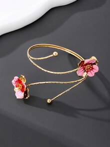 1pc Summer Sexy Vacation Style Layered Dripping Flower Armband For Women