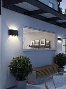 1 Piece, 6W LED Dual Head Wall Lamp, Top And Bottom Lighting, Modern Home Decoration Wall Lamp, Warm Color 3000K, ABS Material, Suitable For Living Room, Bedroom, Study, Corridor, Stairs, Courtyard, Garden, Garage, Entrance Fence Pillar