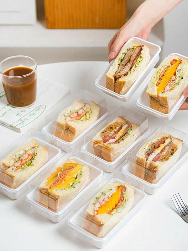 5pcs Disposable Transparent Sandwich Cake Package Box, Sliced Cake Dessert Bakery Clear Take-Out Box