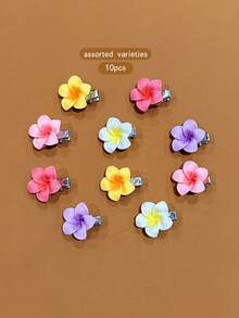 10pcs Random Color Flower Style Hair Clips, Sweet Style Hair Accessories For Girls - Multicolor - View 8