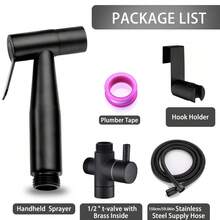 不锈钢手持式冲洗器（单手持喷头/或全套冲洗器套装） - 现代高压马桶水龙头，拉丝金属表面，无需电池或电源，手持式冲洗器，单孔安装，浴室配件，浴室工具