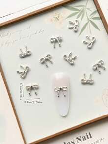 20Pcs Mini Small Alloy Bow Design Art Nail Decoration, Diy, Japanese Style Small-Sized Metal Bowknot, Nail Products, Y2K Minimalist Nail Accessories Nail Supplies Nails Nail Charms Nail Gems - Multicolor - View 9