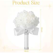 Jutom 6 Pack Wedding Bouquets Bride Roses Bridesmaid Bouquet Bridal Bouquet Flowers Wedding Hand Holding Bouquet With Soft Ribbons Engagement Bridal Shower Church Party (White) - Royal Blue - View 3