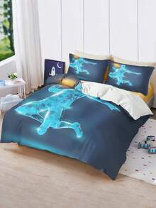 3PCS Customized Name Children'S Duvet Cover 3 Pieces Set 1 Duvet Cover 2 Pillowcases Jumping Shooting Digital Printing Polyester Skin Friendly Easy To Wash Boys' Bedroom Set 90g Fabric - Multicolor - View 4