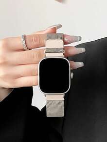 Daily Fashion Temperament, Business Style, Niche Breathable Stainless Steel Milan Metal Strap, Suitable For Hua Wei Watch Fit4/Fit3 Models, Magnetic Suction, Quick Release Buckle Design, NFC Version Available, High-End Temperament Wristband, Intelligent Sports Couple Wristband, Men's And Women's Watch Chains