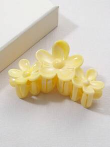 4 pezzi/1 pezzo Fermagli per capelli in acrilico giallo a forma di stella marina e margherita di grandi dimensioni, stile vacanziero versatile e minimalista, accessori per capelli adatti all'uso quotidiano, fermagli per capelli, morsetti per capelli, pinze per capelli, fermagli per catturare i capelli