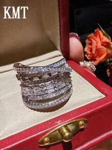 KMT 1 Stück luxuriöser weißer Zirkonia-Stein Ring für Frauen
