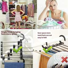 Multi-Functional Pants Rack, 5 Layers Metal Collapsible Pants Hangers, Coat Hooks, Adjustable Trousers Storage Rack Space Saving, Multiple Layers Jeans Skirts Rack Organizer For Trousers Scarves Slack, Anti-Slip Design, Closet - Nhiều màu - Xem 7