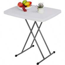 ⁺GardenLife Mesa Plegable Plastico, 3 Altura Ajustable, Portátil y Duradera, para Interior y Exterior, Excelente Calidad, Ideal para Patio, Jardín, Comedor, Eventos Mesa de Servicio Pequeña | Blanco - Ninguno - Ver 1