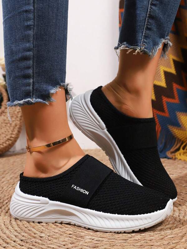 Women's Casual Slip-On Sneakers, Suitable For Beach, Vacation, Travel In Spring/Summer 2025, Solid Color Elastic Upper Fit For Plus Size, Versatile, Breathable & Comfortable