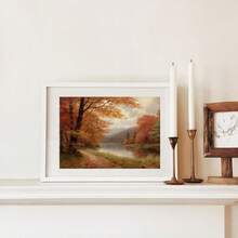 1 pieza Cuadro de arte de pared de paisaje de otoño vintage con impresión de hojas de arce, pintura al óleo de bosque con ambiente otoñal, póster rústico de decoración de otoño para sala de estar, dormitorio o decoración de habitación de estudiante, regalo para ella, sin marco o con marco - Multicolor - Ver 3