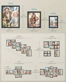 Marcos de Collage de Fotos, Juego de 10, Dos de 23.6 x 28.6, Cuatro de 16 x 21.1, Cuatro de 13.4 x 18.5, Negro Tinta MRPF10B ​ - Tinta Negra - Ver 7