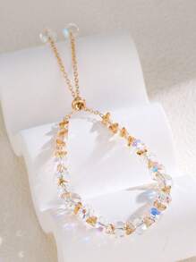 1 Peça Pulseira de Contas Iridescente de Cristal Feminina da Moda, Design Delicado Inspirado na Natureza, Presente de Amizade, Presente de Formatura, Contagem Aleatória de Contas