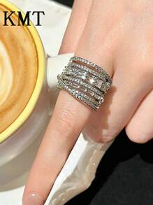 KMT 1 Stück luxuriöser weißer Zirkonia-Stein Ring für Frauen