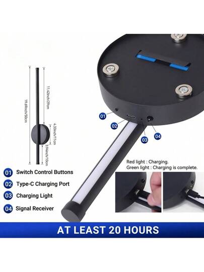 1pc Moderne Zwart Wand Lamp Remote Control 50cm Type Rechargeable, Magnetic Installation, Dimmable Temperature Adjustable, Perfect Bedroom, Study, Living Room, Stairwell Verlichting view 4