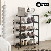 1 pieza Estantería de almacenamiento de zapatos de 4 o 5 niveles, multiusos y de almacenamiento simple, ahorra espacio, apta para entrada, armario, sala de estar, garaje - Negro - Ver 11