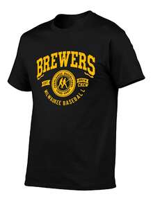 Brewers Vintage Baseball T-Shirt Men's Short Sleeve Graphic Tee - màu đen - Xem 2