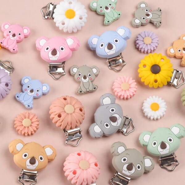 2 szt. niezbędnych silikonowych koralików i klipsów do wyrobu biżuterii - DIY Focal Beads Charms, materiały rzemieślnicze do tworzenia bransoletek, breloków, smyczy, wisiorków