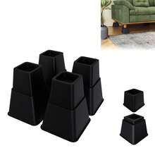 LILIIN Furniture Risers Set Of 8, Table Riser Feet, Bed Feet, Furniture Riser & Table Leg Extension, 10cm + 15cm High Combination Table And Bed Riser, Load-Bearing - Square - Black - View 7